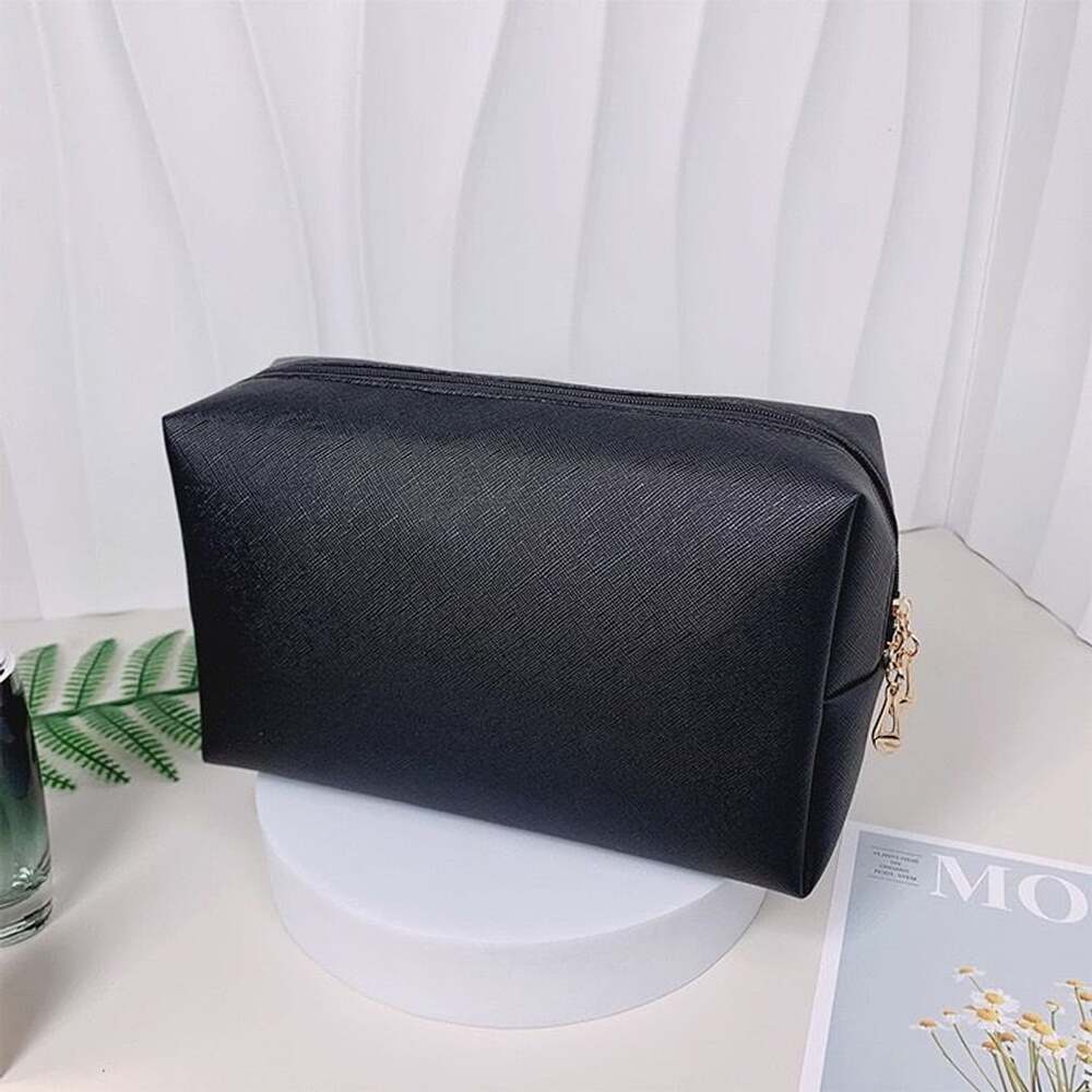 Large Hot Pearl Letter Cosmetic Bag in Black
